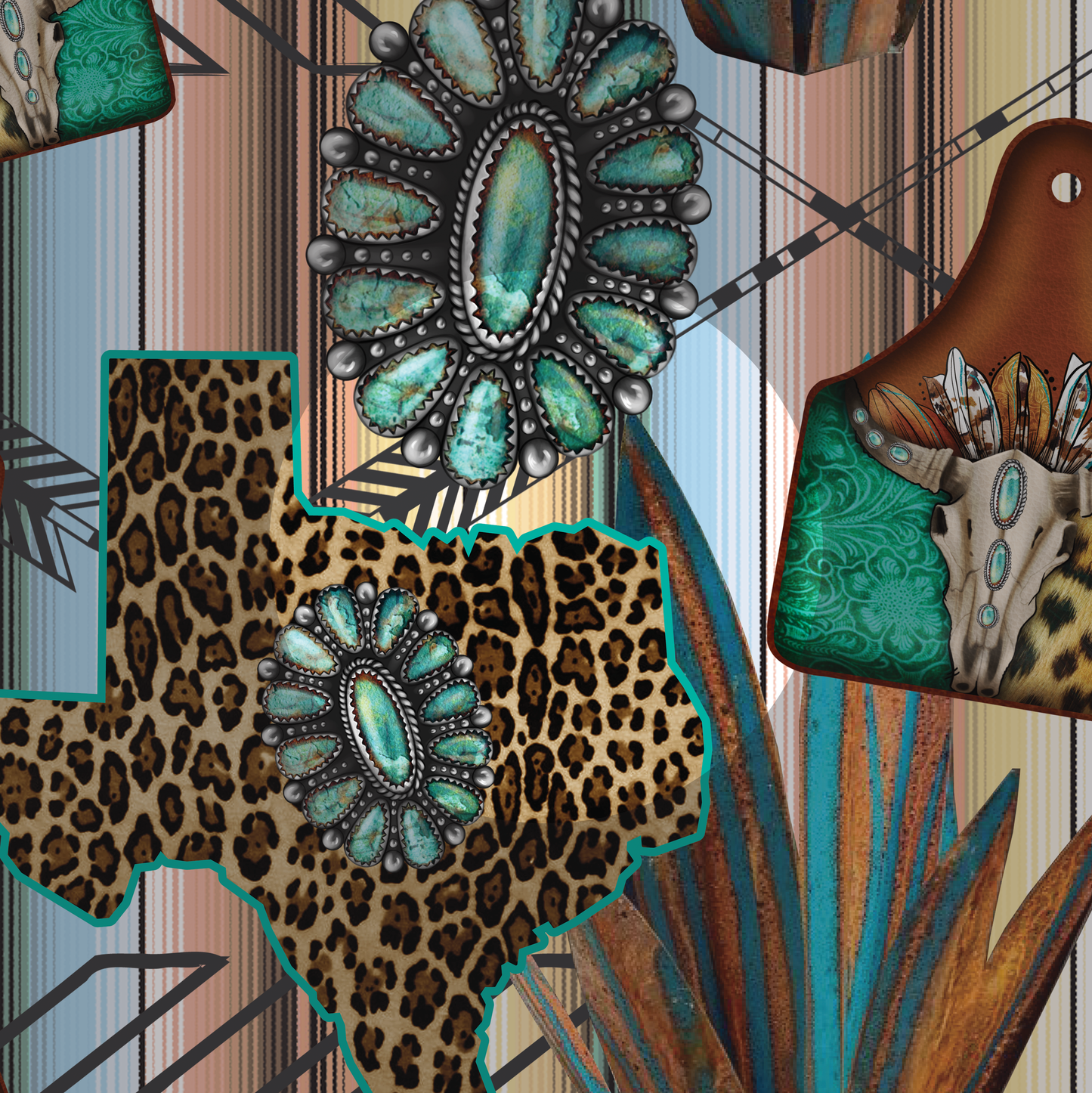 Texas & Turquoise Digital Seamless Pattern